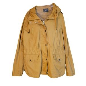 Love Tree Mustard Yellow Utility Anorak Jacket Hooded Drawstring Waist Womens XL